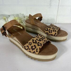 Toms Womens Diana sandals Size 7.5 Leopard Print Comfy Spring Summer